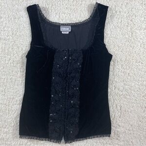 RAVE Black Velvet Fairy Grunge Lace Corset Top – Y2K Goth – Size M – Made in USA